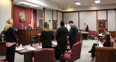 Students participating in Mock Trial. Image links to larger version.