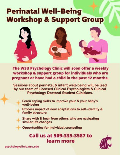 Image links to a larger version. Perinatal Well-Being Workshop & Support Group flyer.