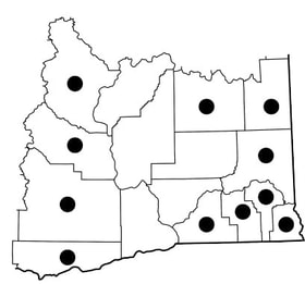 Locations on a county map of WA.