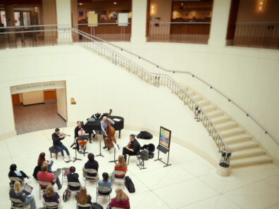Chamber ensemble performing in Atrium.