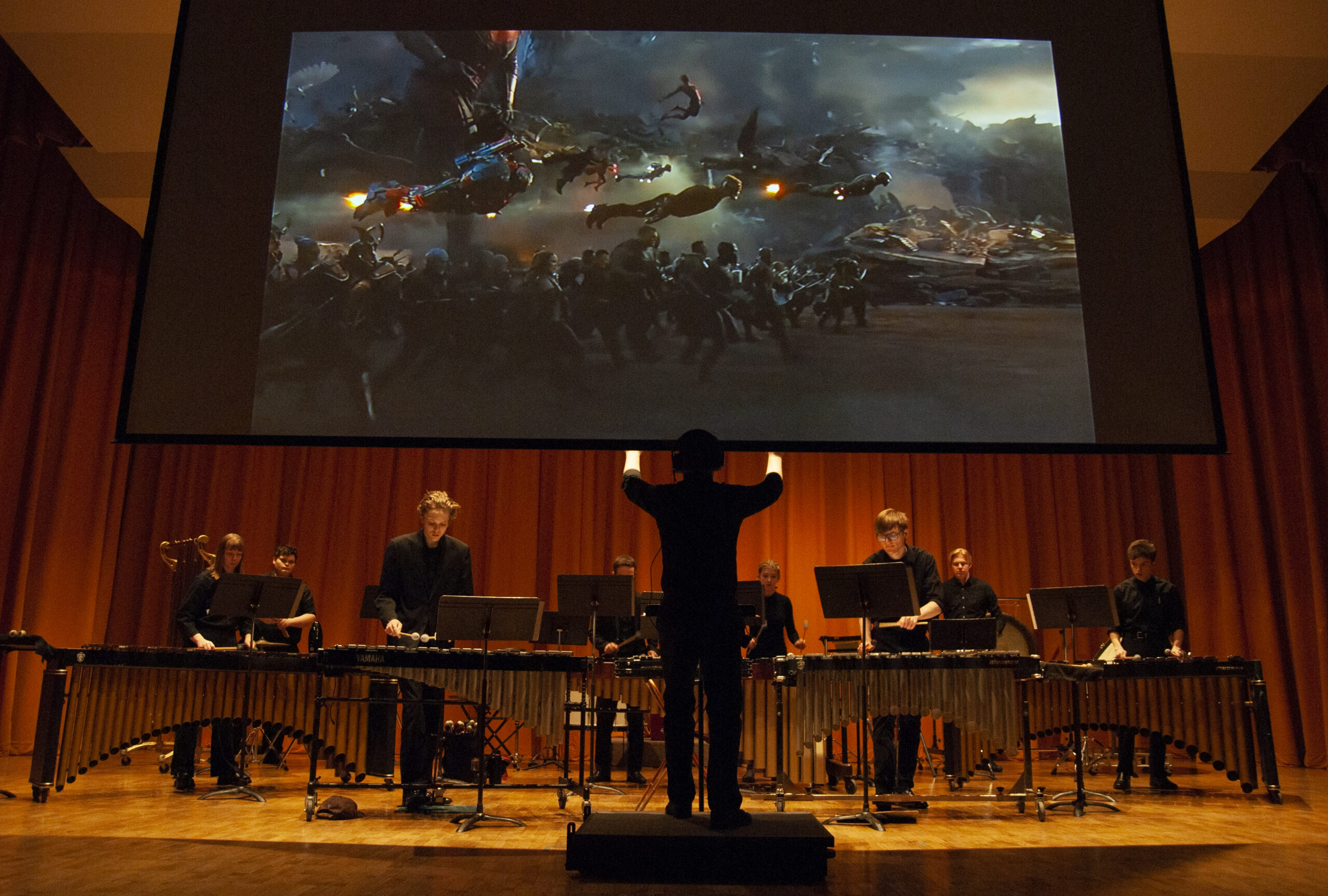 Photo of the percussion ensemble in spring of 2023.