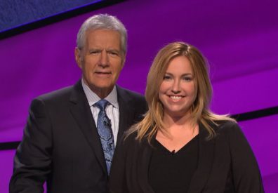 Annie Marggraf with Alex Trebek.