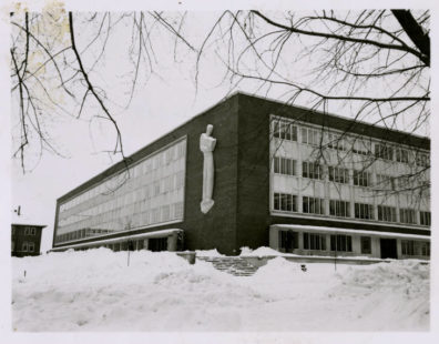 Historic black and white photo of Holland and Terrell Libraries.