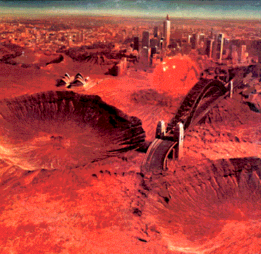 Record jacket with illustration of the city of Sydney Australia next to huge craters as evidence of two large nuclear explosions. 