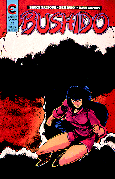 Comic book cover, Bushido with person and mushroom cloud. 