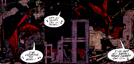 Three panels with robot saying, I'm coming to stay! Set my Heart, Set my Heart... I've set my small town heart on it...