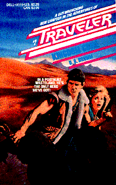 Book cover: Man looking tough and woman looking scared with text, Traveler #2 by B. B. Brenn; A postnuke wasteland, he's the only hero we've got!