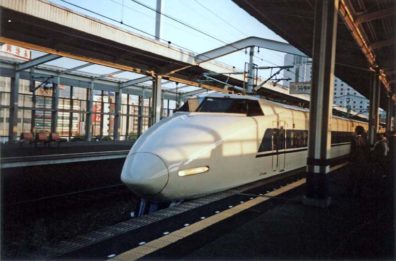 JAPAN: May 13: We landed in Osaka at Kansai Airport and found our train to Kyoto with little trouble. Although we were not at first aware of it, this was to be our first experience with the luxurious shinkansen or “new trunk line” trains which Westerners call “bullet trains.” They fly along on continuously welded steel rails at speeds up to and beyond 200 miles per hour. The seats are large and comfortable, food is always available (mostly boxed bento lunches), seats are reserved, no-smoking cars are provided, and the conductors bow politely to the passengers of each car as they leave it.