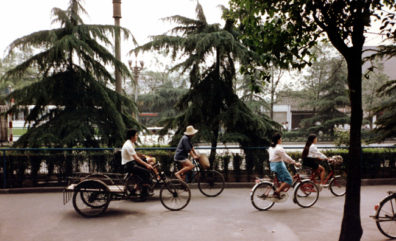 CHENG DU: Goods were also hauled by bike. Note the empty "truck" at left.