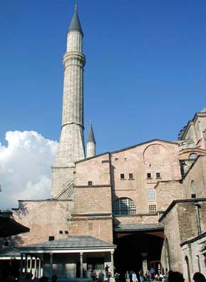 HAGIA SOPHIA: The four minaret spires were added when Mehmet II, Muslim conqueror of Byzantium, converted the church to a mosque in the 15th century.