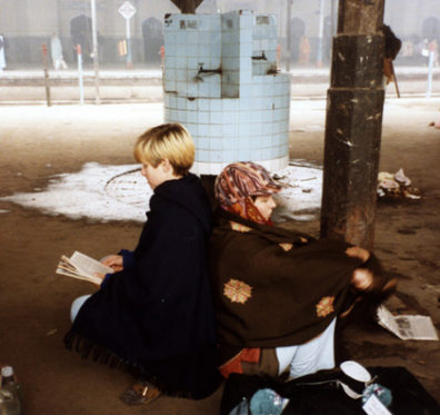 Megan Brians and Deborah Haines waiting for the train to Varanasi. The train was long delayed, probably because we were to pass through Ayodhya, the town where the current riots began, and a major demonstration was planned for mid-morning. The train ride to Varanasi was uneventful.