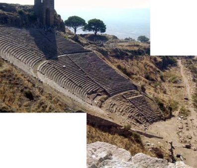 PERGAMUM ACEOPOLIS: The theater at Pergamum is so vast it couldn't be fit into a single shot; here's a composite to give some impression of its size.