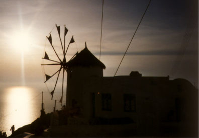 SANTORINI: Abandoned windmills litter the islands. This one has been turned into a restaurant.