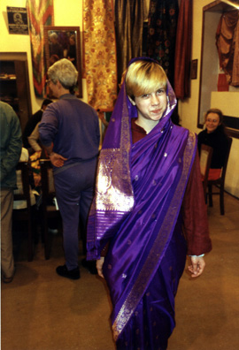 Megan Brians models a sari.