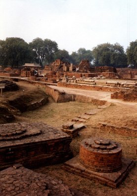 The Deer Park at Sarnath, just outside Varanasi, is considered the birthplace of Buddhism. Here the Buddha preached his first sermon, and later an enormous monastery was erected. When Buddhism died out in India, the site was forgotten, but it has since been thoroughly excavated. Most Buddhist visitors either come from the far north or from abroad.