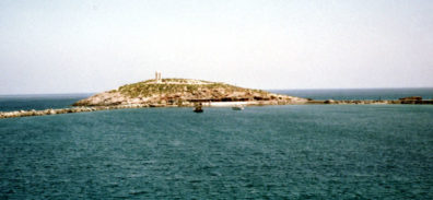 NAXOS: The spit where the ruins of Temple of Apollo, the symbol of Naxos, stands. Here Ariadne, abandoned by Theseus, supposedly leaped into the sea to escape the unwanted attentions of the god.