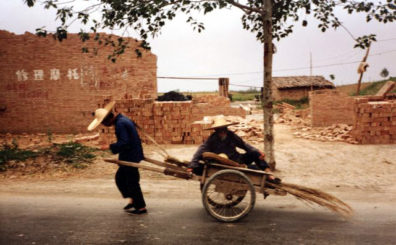 XIAN: Old-fashioned cart seen along the road.