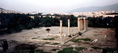 ATHENS: Across the street were the ruins the Temple of Zeus, and a large space cluttered with broken ruins, populated by feral cats which are fed each evening by a conscientious group of old ladies.