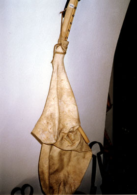 NAXOS: Goatskin bagpipe in the Apirathos folk museum.