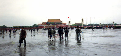 BEIJING: Our hotel "The Big Bell" was a disappointment too, so Mr. Cai switched us the next day (May 25) to the luxurious Beijing Friendship Hotel, very posh. It had CNN, a pricey boutique with the International Herald Tribune (we were starved for news), flower shop (with a Sacred Heart of Mary on the wall surrounded by Valentine hearts!), Japanese, western and French restaurants (the latter called, for some reason "The Tulip"), European pastries, and obsequious help. Our hotel was the nicest thing about Beijing, which was very, very polluted. Raw throats, stinging eyes. However, the city is very thickly wooded, with trees lining many streets. Heavily planted twenty years earlier. The Big Bell, doubtless worried about its reputation, invited us back for two mediocre dinners. I found Beijing oppressive, and Tienanmin Square depressing, with thoughts of the 1989 shooting of demonstrators.