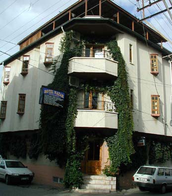 SELÇUK: Seeking to save money, we moved to the much cheaper Hotel Nazar, which provided us with almost as nice a room for a fraction of the price, run by a very hard-working and friendly staff made up entirely of family members. We ran into other tourists who reported that Artemis Guest House (Jimmy's Place) was a nice place to stay. We were so plagued by touts for hotels, restaurants, and shops that we finally had to give up the pleasure of strolling around the city. In some places we couldn't take ten steps without being greeted with "Excuse me, where you are from?" The city is set up to handle far more tourists than it gets these days, and there is an air of desperation about the businesses here.