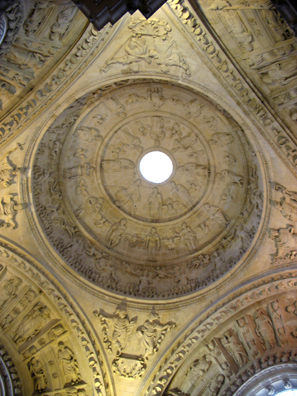 SEVILLA: The carvings on the dome depict the Last Judgement, with the damned being condemned to flames in the outer rim and the saved taken up to heaven in the inner circles.