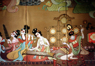 BEIJING: More details from the screen. All over the world cultures produce pictures of women musicians. When you're tempted to think that all women from the past stayed home and took care of the kids, think of scenes like this.