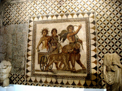 SEVILLA: The archaeological museum contains several outstanding Roman mosaics, including this one depicting a chariot drawn by tigers, led by Cupid.