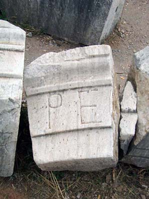EPHESUS: Paula was amused to find a stone apparently inscribed with her initials.