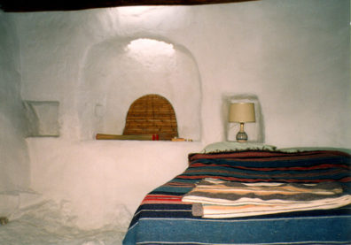 AMORGOS: Inside, a bake oven has been converted into cool bedroom. We stayed for the afternoon to help prepare a vegetarian feast for the rest of the gang, to celebrate Marcia Schekel's birthday.