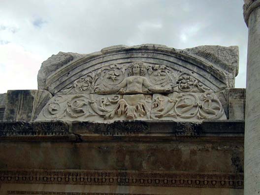 EPHESUS: Images like this of Medusa were often put over the entrance to temples to ward off evil, rather like the fierce warrior spirits that guard the entrances to Buddhist temples in Japan.