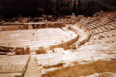 ATHENS: June 8, after sleeping in, we found the Theater of Dionysus (with some difficulty--it wasn't prominently marked). This is the site where the Greeks developed drama out of the traditional Bacchic choral songs.