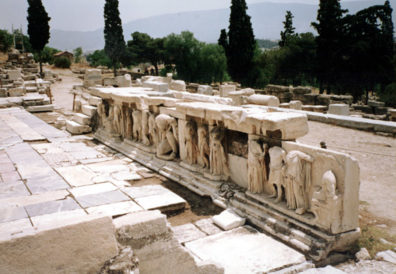 ATHENS: The backdrop figures were surprisingly small, only a few feet high.