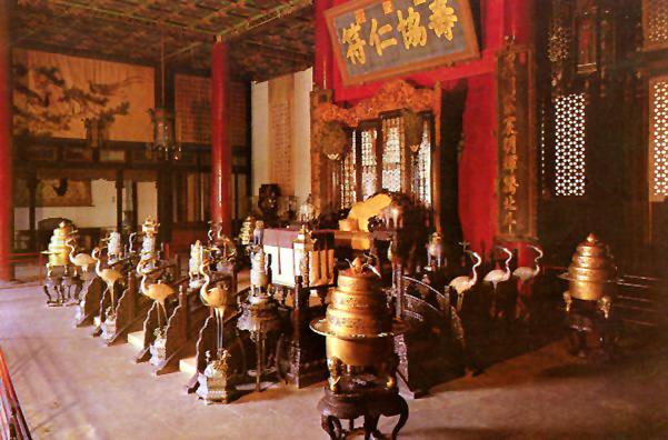 SUMMER PALACE: Hall of Benevolence and Longevity, interior (commercial postcard).