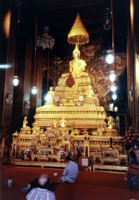 Lavish golden altar in one of the temple complex halls.