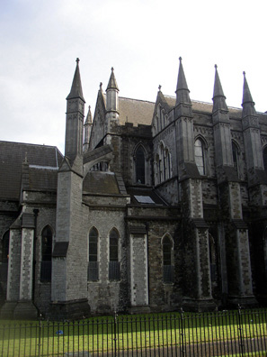 DUBLIN, ST. PATRICK'S CATHEDRAL: Like Notre Dame in Paris, St. Patrick's was "improved" in the 19th century by architects seeking to emphasize its Gothic design. In this case, buttresses were added.