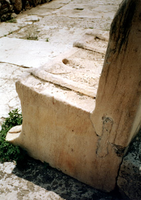 ATHENS: To help them sit through the long dramatic contests, holes were pierced through their seats so they could discreetly relieve themselves while continuing to watch the action. A drain runs along the front of the seats.