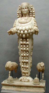 SELÇUK MUSEUM: Said handsome Roman copy. The general scholarly consensus now seems to be that the objects around her chest are neither breasts nor eggs, but the testicles of bulls sacrificed to her. Men were also known to voluntarily castrate themselves in her honor.