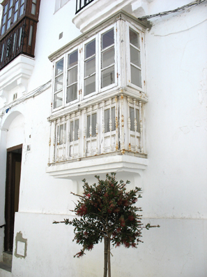 VEJER DE LA FRONTERA: Traditional enclosed balconies like this are very reminiscent of similar ones in the Middle East, though those are usually fitted with carved shutters for privacy.