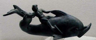 SELÇUK MUSEUM: But the most famous Eros in the collection is this bronze image of the boy riding on a dolphin (2nd C. CE). Reproductions are for sale all over.