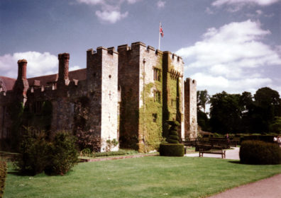HEVER CASTLE: After our long overnight flight to England, we travelled through the countryside on a bus to Hever Castle, where Henry VIII courted Anne Boleyn. The building is not terribly imposing, but the inside is a very interesting museum with exhibits from various periods and beautiful original woodwork.