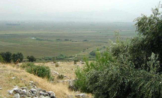 PRIENE: This is the River Meander (Buyuk Menderes), which silted up that plain. Its winding path made it the source of the common word "meander."
