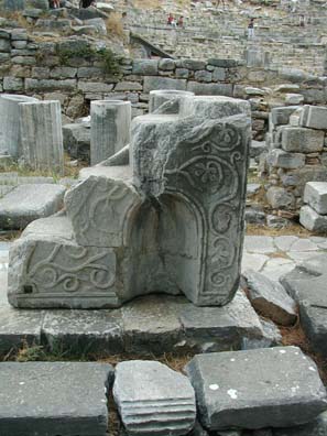 PRIENE: A Byzantine church was built out of marble elements from an earlier building on the site. These are the decorated steps to the pulpit.