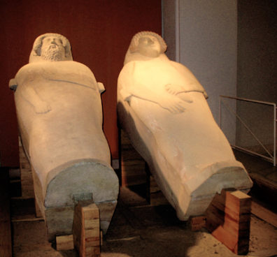 CADIZ: In the Museum of Fine Arts and Archaeology, Cdiz. Although displayed together, these two images were found separately and at widely different times, the male in 1887 and the female in 1980.