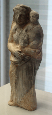 CADIZ: Phoenecian terracotta of woman and child. In the Museum of Fine Art and Archaeology, Cadiz.