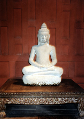 A stone image of the Buddha in the collection at the Jim Thompson house.