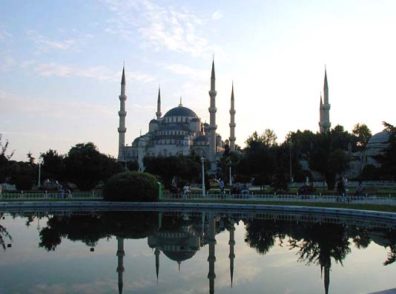 BLUE MASQUE: The Blue Mosque was designed by Sedefkar Mehmet Agha and built at the orders of Sultan Ahmet I in the 17th century. His goal was to rival the beauty of the nearby Hagia Sophia. Multiple minarets are not rare in Ottoman Turkish architecture, but the Blue Mosque is unusual in having six. Its proper name is "Sultan Ahmet Mosque."
