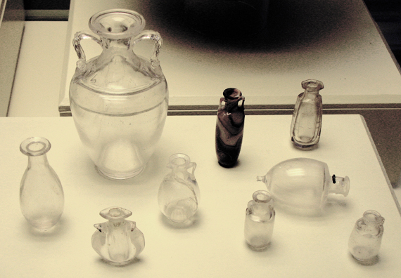 CADIZ: Roman glass. In the Museum of Fine Art and Archaeology, Cdiz.