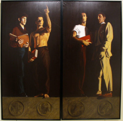 CADIZ: In the Museum of Fine Art and Archaeology, Cdiz. A clever modern variation on the classic theme, with the identities of the evangelists made clear only by their traditional symbols in the circles beneath them.