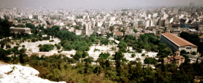 ATHENS: The view of the Agora (ancient marketplace) from the Acropolis.